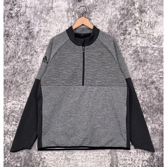 Adidas Jacket Large Mens Gray Half Zip Pullover Athletic - Picture 1 of 8